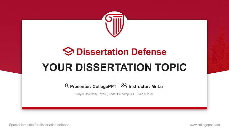 Strayer University-Texas（Cedar Hill campus） Graduation Thesis Defense PPT Template16:9 ratio PPT effect preview image