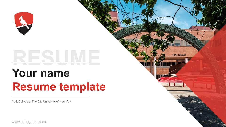 York College of The City University of New York Resume PPT Template16:9 ratio PPT effect preview image