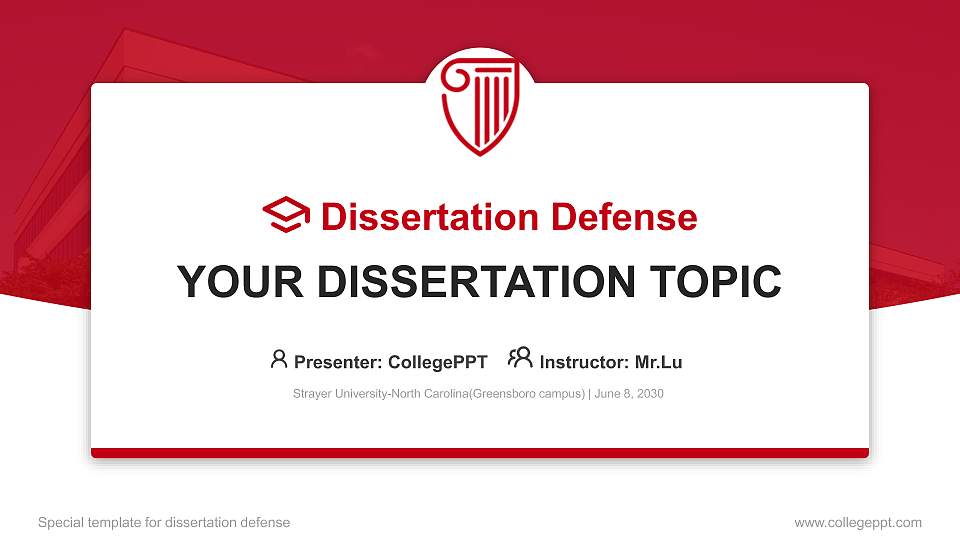 Strayer University-North Carolina(Greensboro campus) Graduation Thesis Defense PPT Template16:9 ratio PPT effect preview image