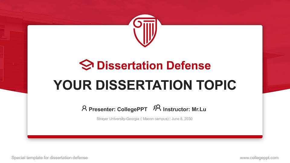 Strayer University-Georgia（Macon campus) Graduation Thesis Defense PPT Template16:9 ratio PPT effect preview image