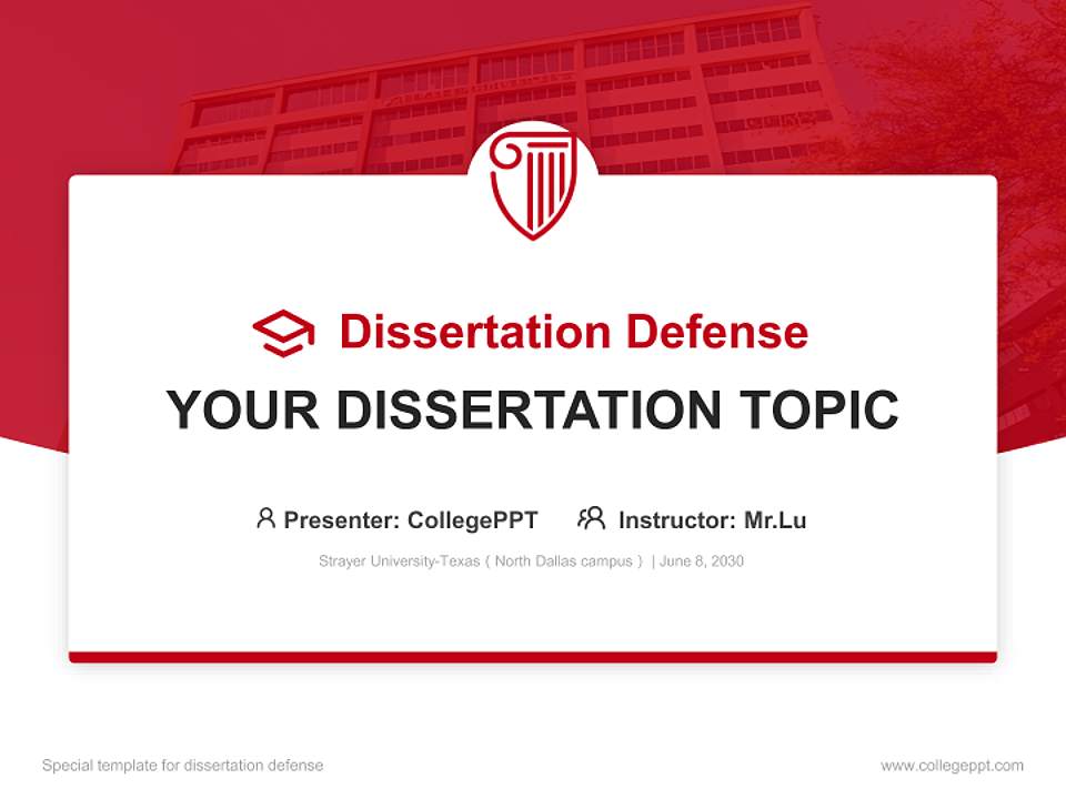 Strayer University-Texas（North Dallas campus） Graduation Thesis Defense PPT Template4:3 ratio PPT effect preview image7