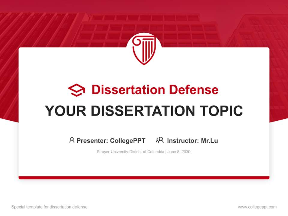 Strayer University-District of Columbia Graduation Thesis Defense PPT Template4:3 ratio PPT effect preview image7