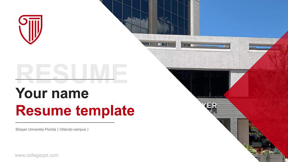 Strayer University-Florida（Orlando campus） Resume PPT Template16:9 ratio PPT effect preview image