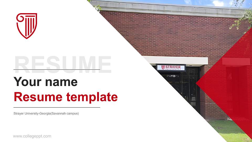 Strayer University-Georgia(Savannah campus) Resume PPT Template16:9 ratio PPT effect preview image