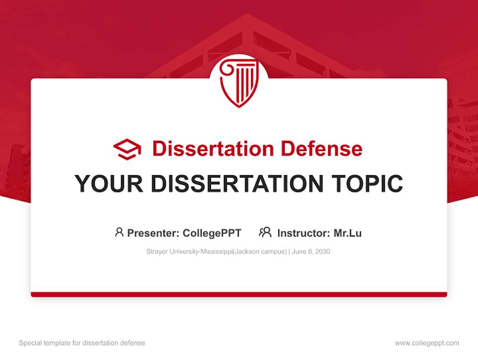 Strayer University-Mississippi(Jackson campus) Graduation Thesis Defense PPT Template4:3 ratio PPT effect preview image7