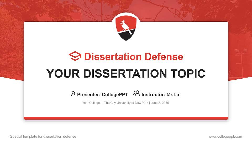 York College of The City University of New York Graduation Thesis Defense PPT Template16:9 ratio PPT effect preview image