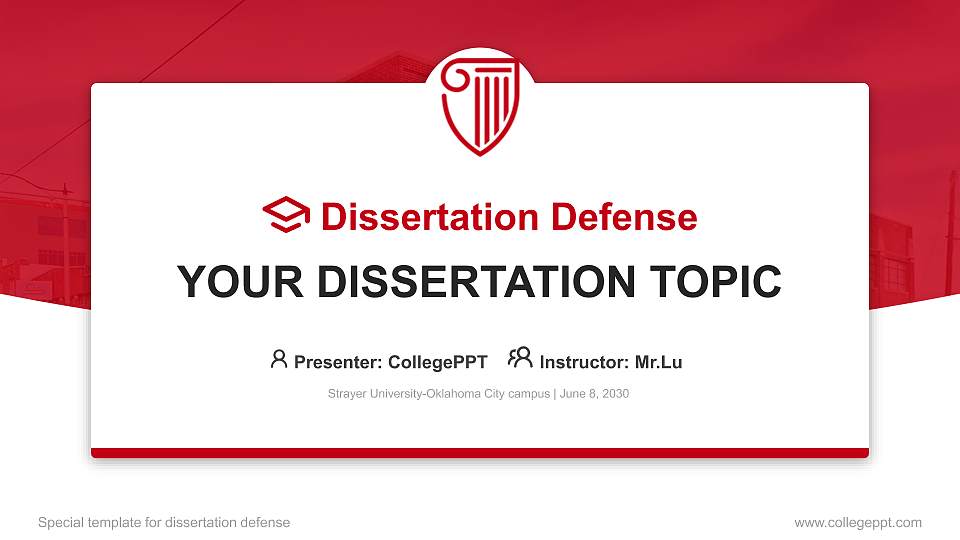Strayer University-Oklahoma City campus Graduation Thesis Defense PPT Template16:9 ratio PPT effect preview image