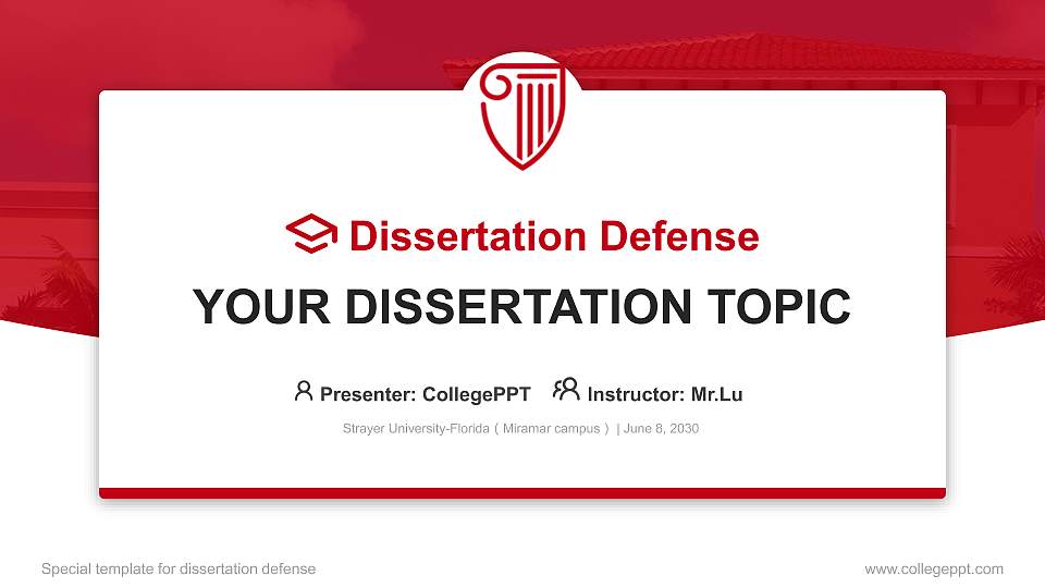 Strayer University-Florida（Miramar campus） Graduation Thesis Defense PPT Template16:9 ratio PPT effect preview image