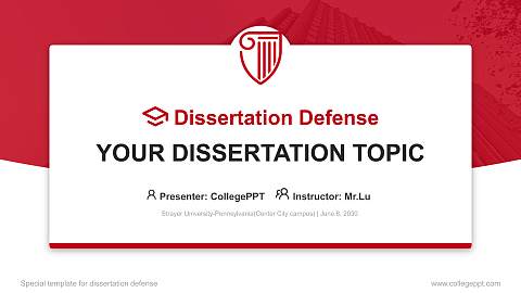 Strayer University-Pennsylvania(Center City campus) Graduation Thesis Defense PPT Template