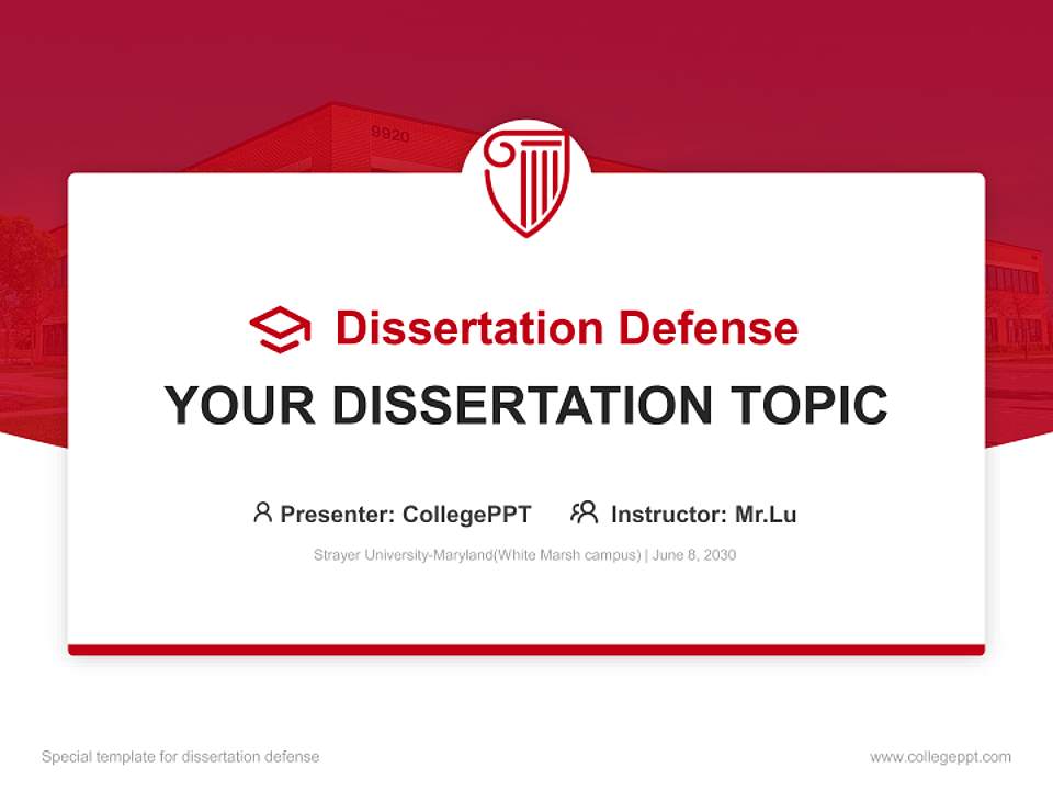 Strayer University-Maryland(White Marsh campus) Graduation Thesis Defense PPT Template4:3 ratio PPT effect preview image7