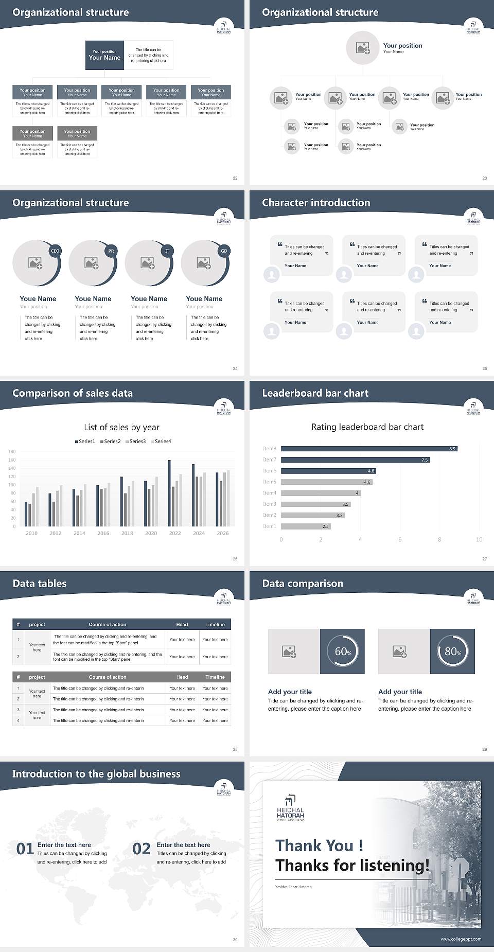 Yeshiva Shaar Hatorah Academic Presentation/Research Findings Report PPT Template4:3 ratio PPT effect preview image4