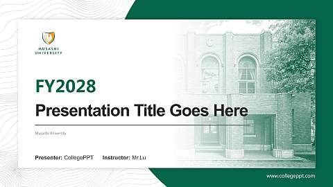 Musashi University Academic Presentation/Research Findings Report PPT Template