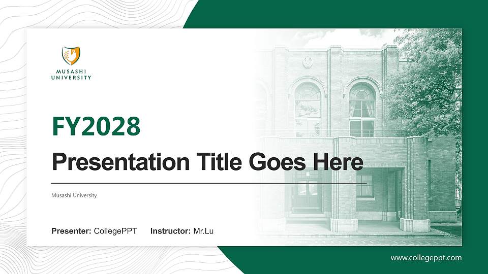 Musashi University Academic Presentation/Research Findings Report PPT Template16:9 ratio PPT effect preview image
