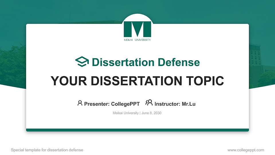 Meikai University Graduation Thesis Defense PPT Template16:9 ratio PPT effect preview image