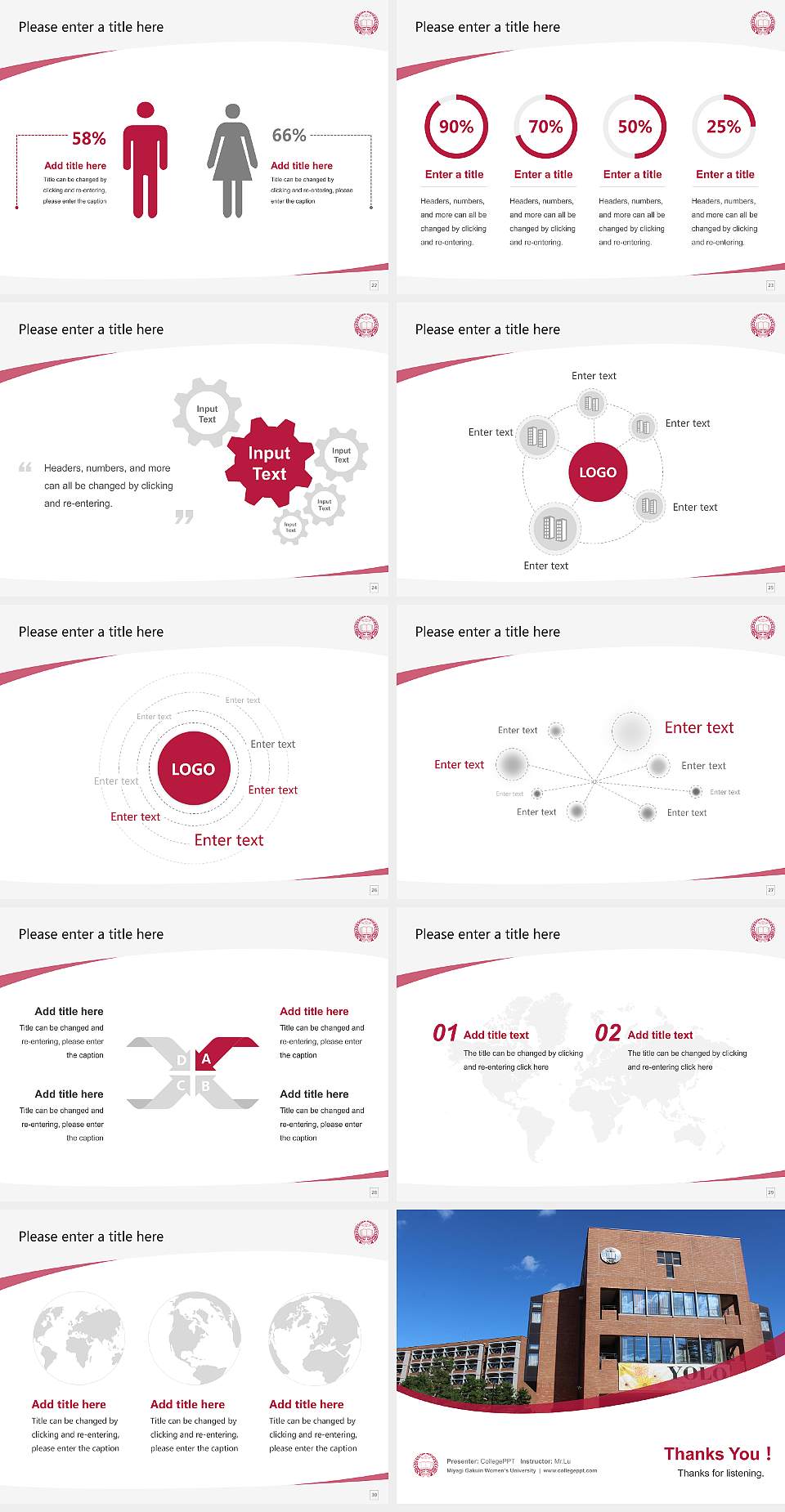 Miyagi Gakuin Women’s University Course/Courseware Creation PPT Template4:3 ratio PPT effect preview image4