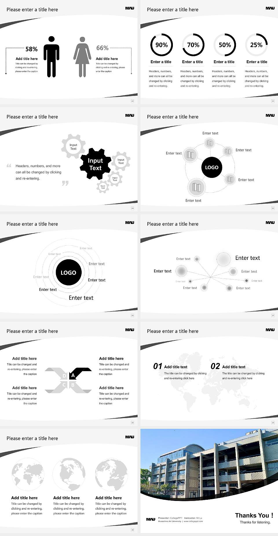 Musashino Art University Course/Courseware Creation PPT Template4:3 ratio PPT effect preview image4