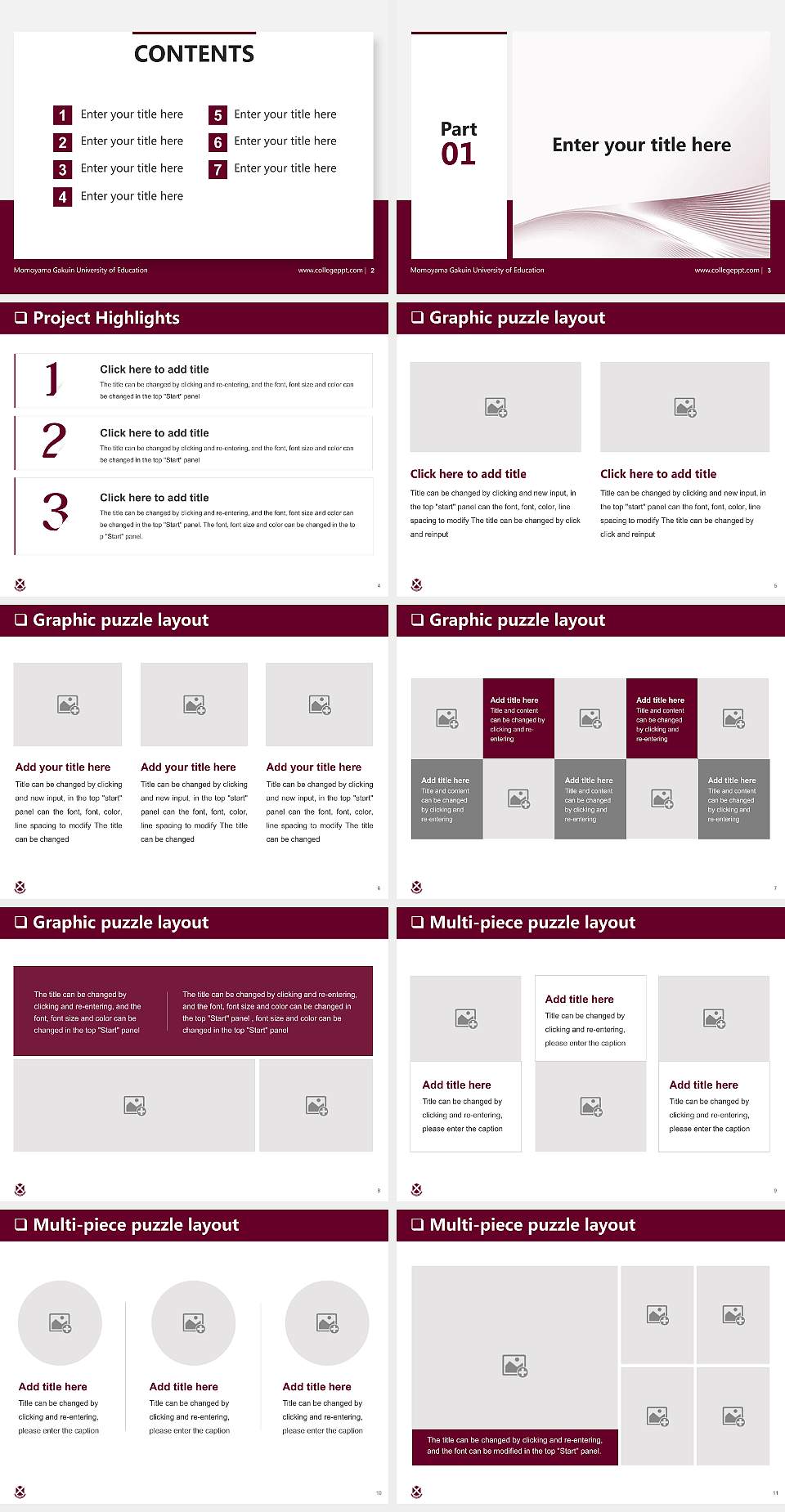 Momoyama Gakuin University of Education General Purpose PPT Template4:3 ratio PPT effect preview image2