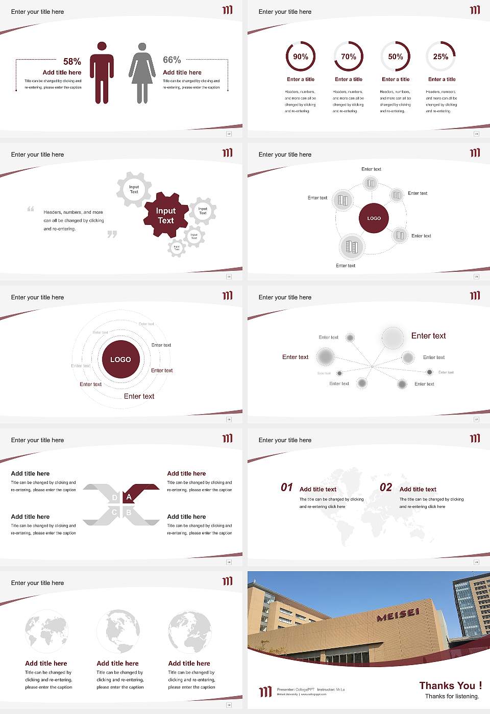 Meisei University Course/Courseware Creation PPT Template16:9 ratio PPT effect preview image4