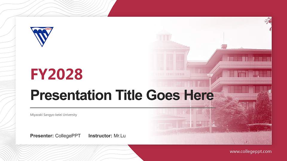 Miyazaki Sangyo-keiei University Academic Presentation/Research Findings Report PPT Template16:9 ratio PPT effect preview image