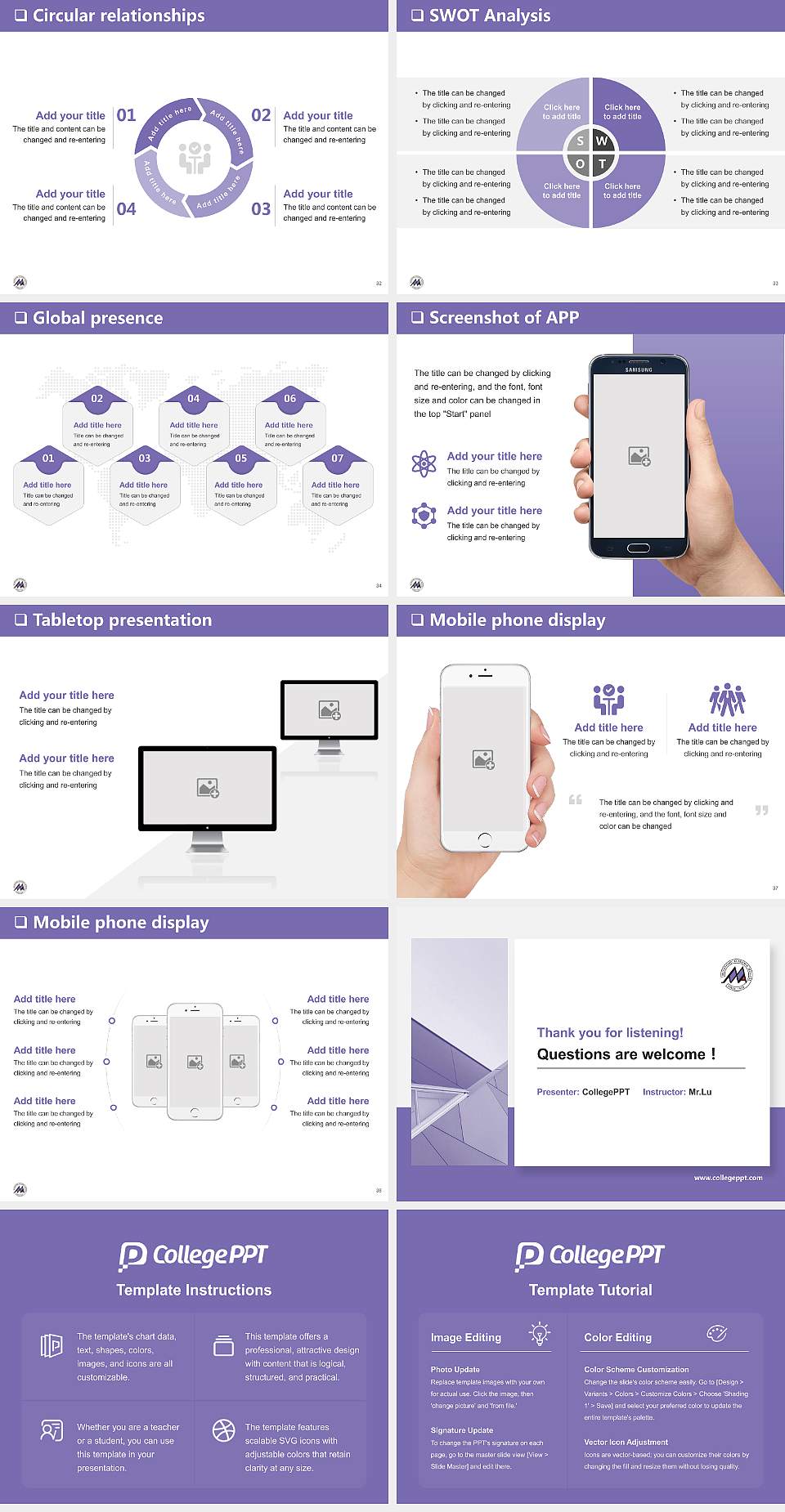 Musashino Academia Musicae General Purpose PPT Template4:3 ratio PPT effect preview image5