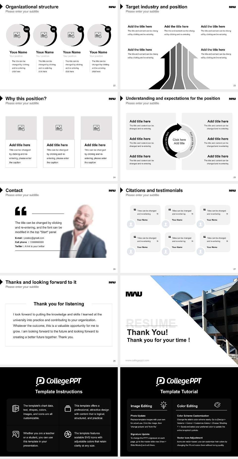 Musashino Art University Resume PPT Template4:3 ratio PPT effect preview image4