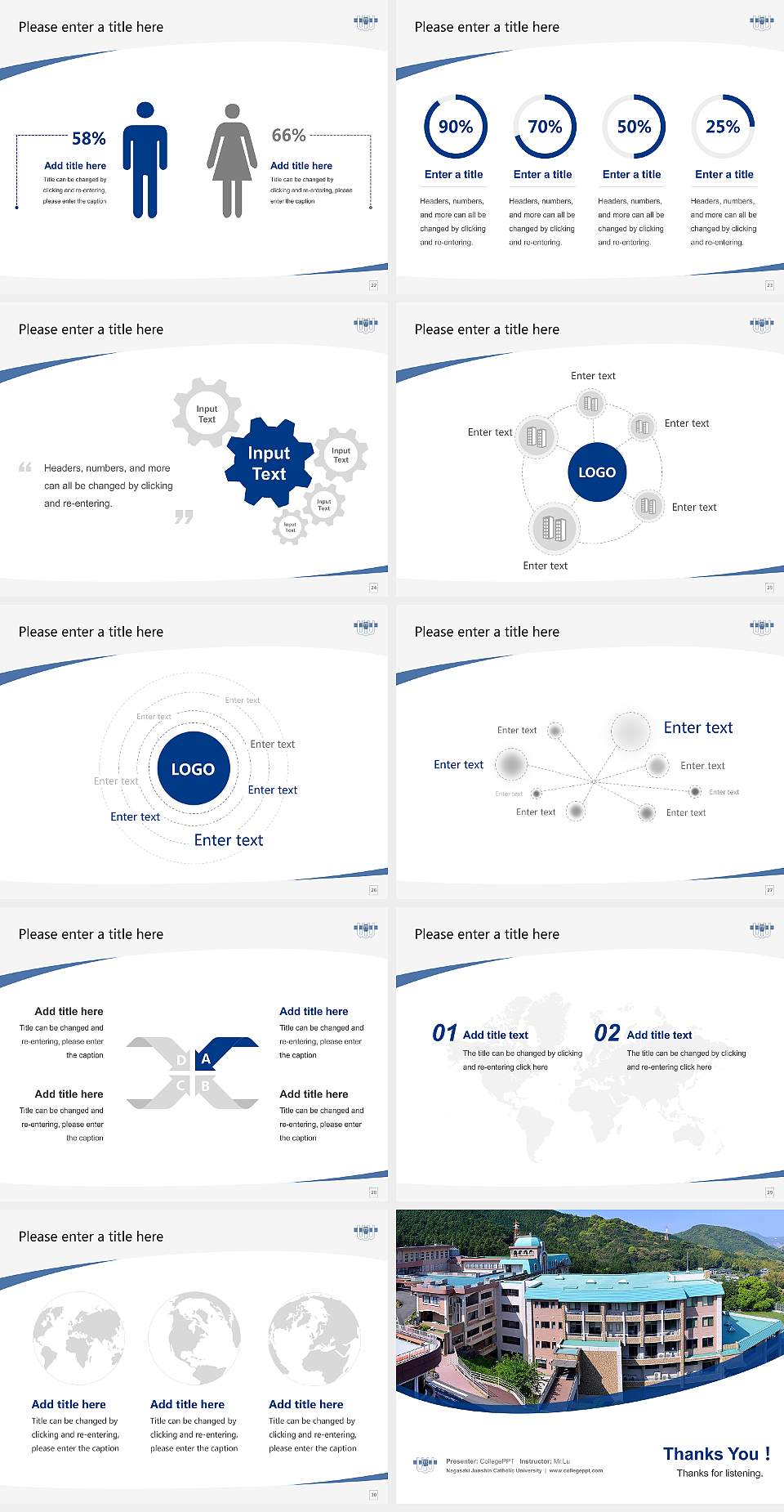 Nagasaki Junshin Catholic University Course/Courseware Creation PPT Template4:3 ratio PPT effect preview image4