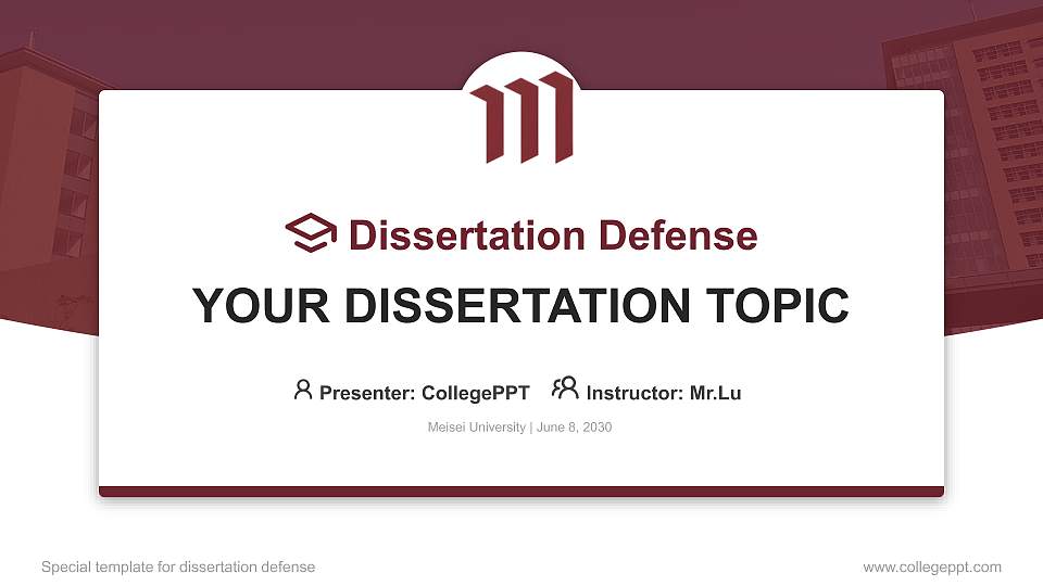 Meisei University Graduation Thesis Defense PPT Template16:9 ratio PPT effect preview image