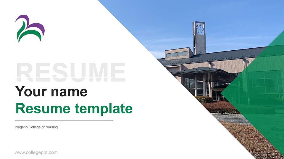 Nagano College of Nursing Resume PPT Template16:9 ratio PPT effect preview image