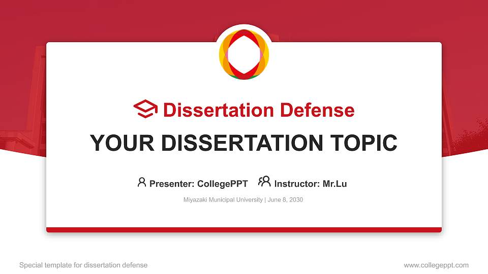 Miyazaki Municipal University Graduation Thesis Defense PPT Template16:9 ratio PPT effect preview image