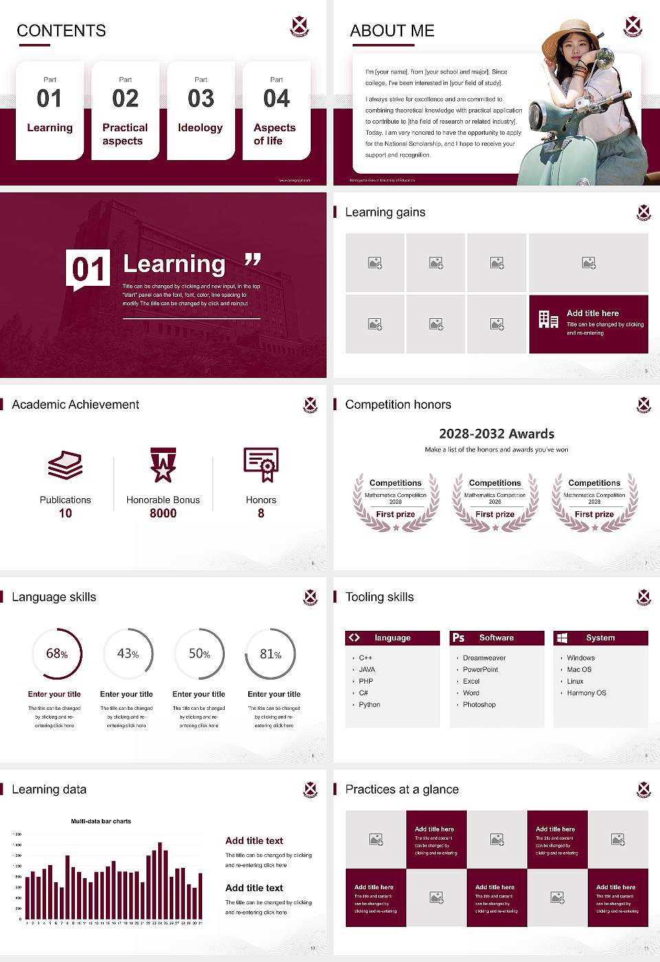 Momoyama Gakuin University of Education National Scholarship Defense PPT Template16:9 ratio PPT effect preview image2