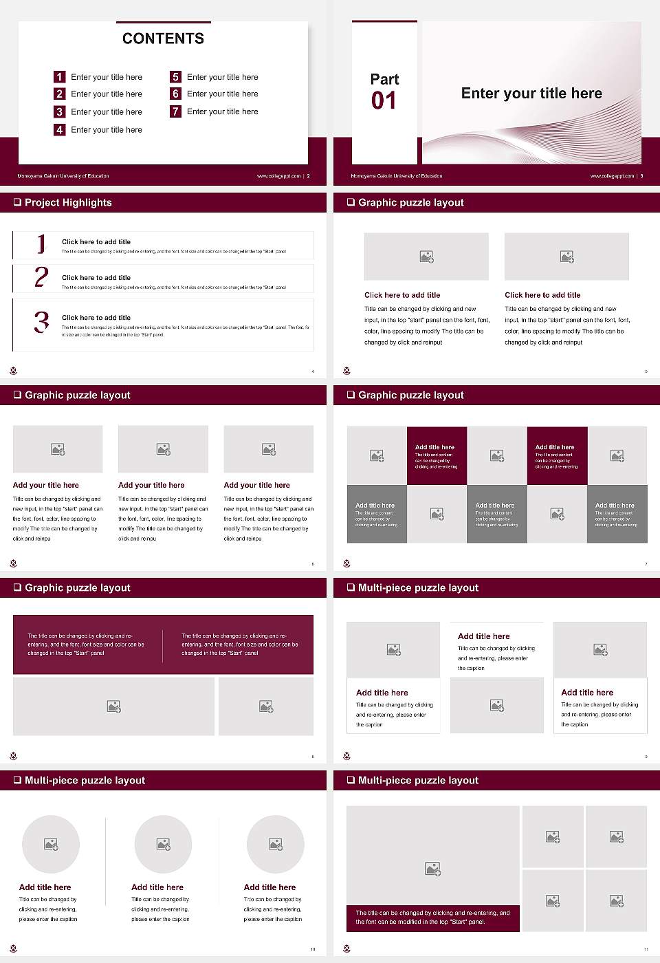 Momoyama Gakuin University of Education General Purpose PPT Template16:9 ratio PPT effect preview image2