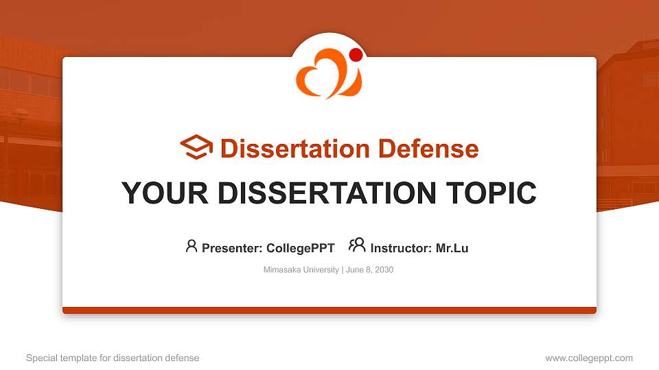 Mimasaka University Graduation Thesis Defense PPT Template16:9 ratio PPT effect preview image