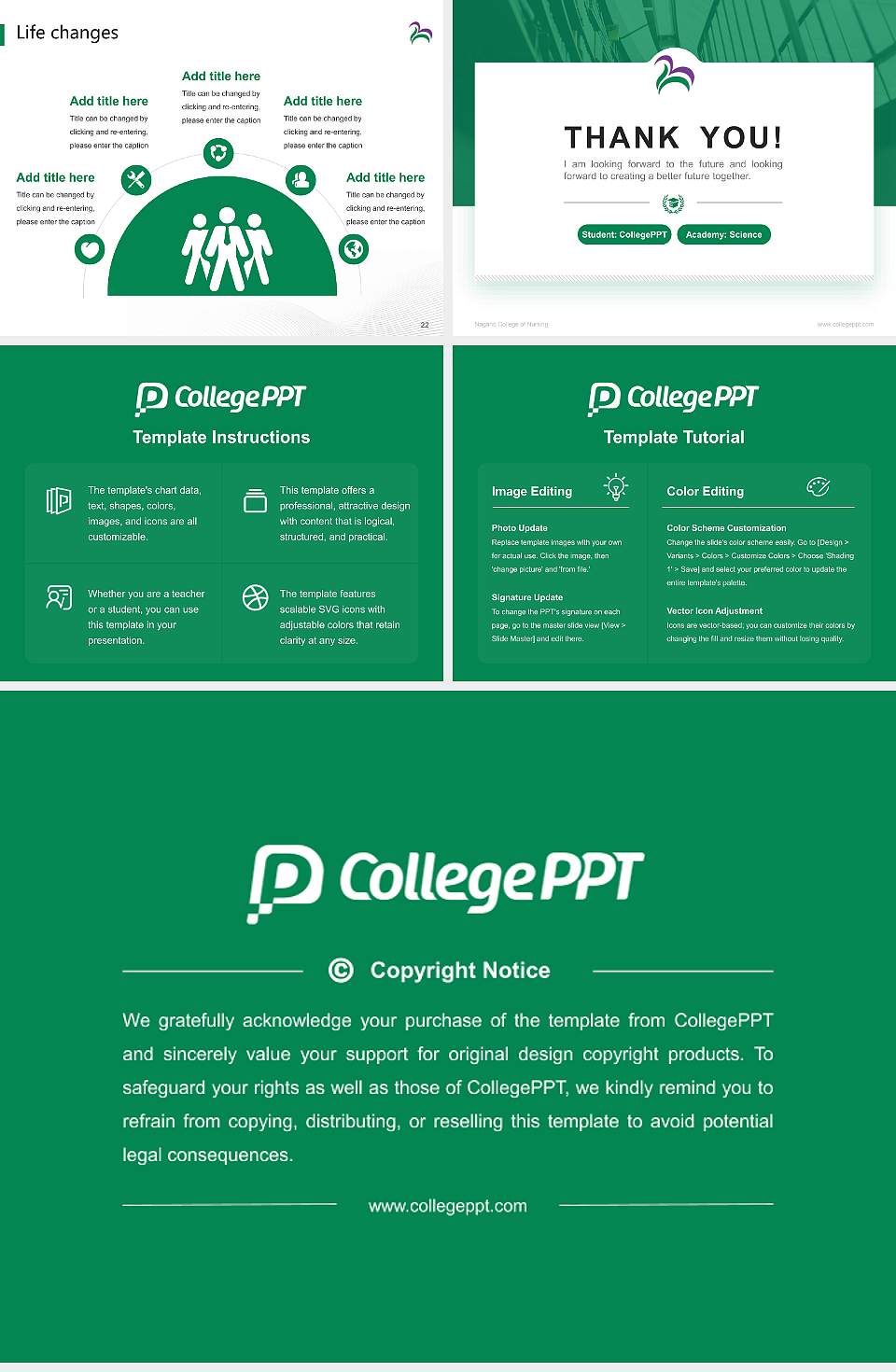 Nagano College of Nursing National Scholarship Defense PPT Template4:3 ratio PPT effect preview image4