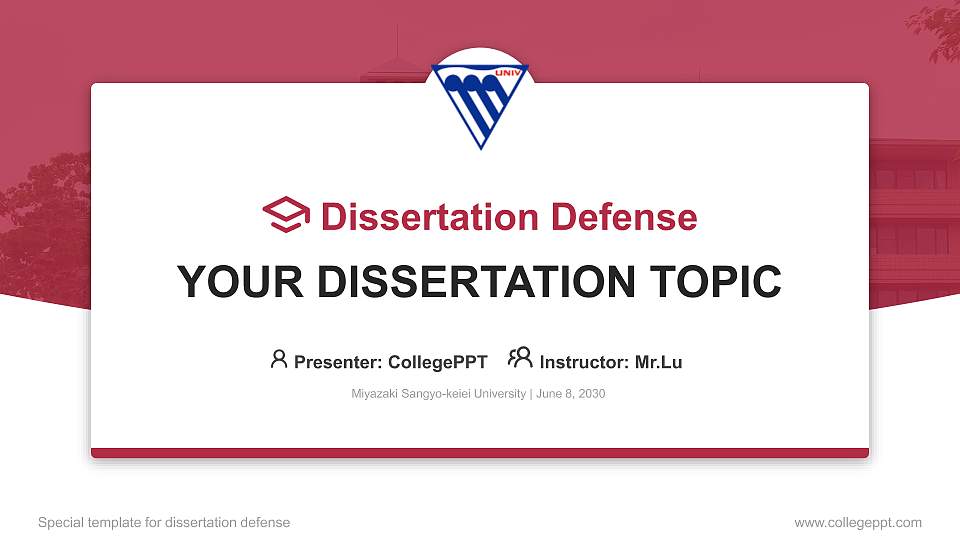 Miyazaki Sangyo-keiei University Graduation Thesis Defense PPT Template16:9 ratio PPT effect preview image