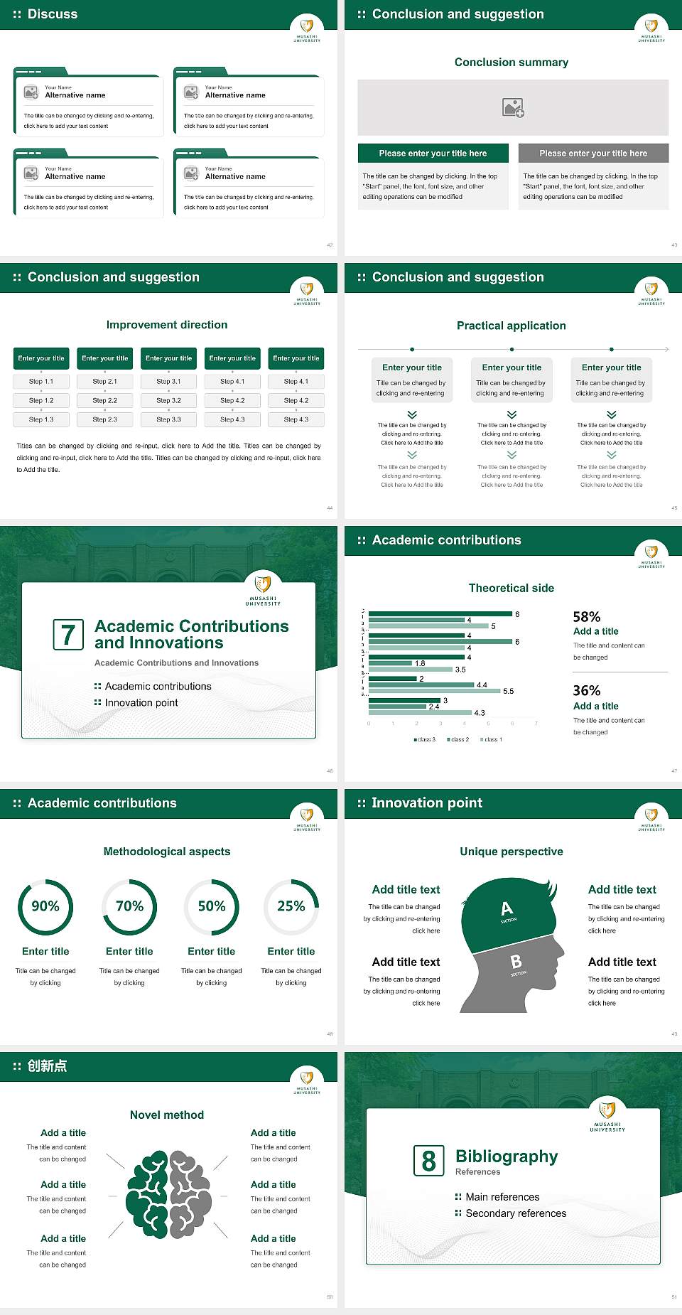 Musashi University Graduation Thesis Defense PPT Template4:3 ratio PPT effect preview image6