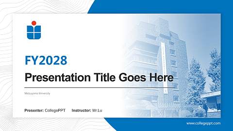 Matsuyama University Academic Presentation/Research Findings Report PPT Template