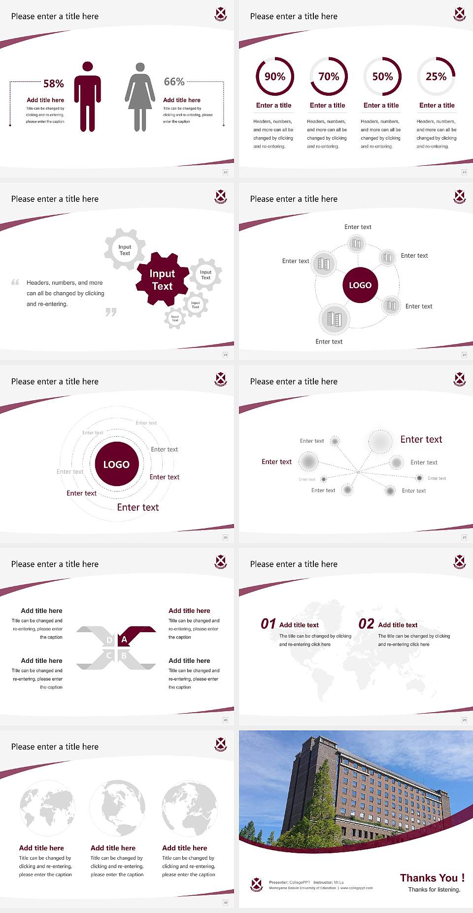 Momoyama Gakuin University of Education Course/Courseware Creation PPT Template4:3 ratio PPT effect preview image4