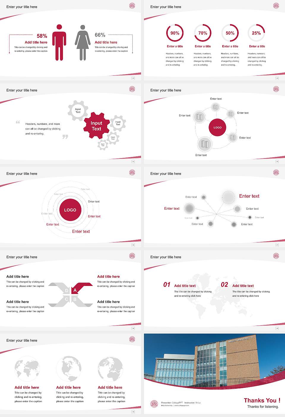 Meijo University Course/Courseware Creation PPT Template16:9 ratio PPT effect preview image4