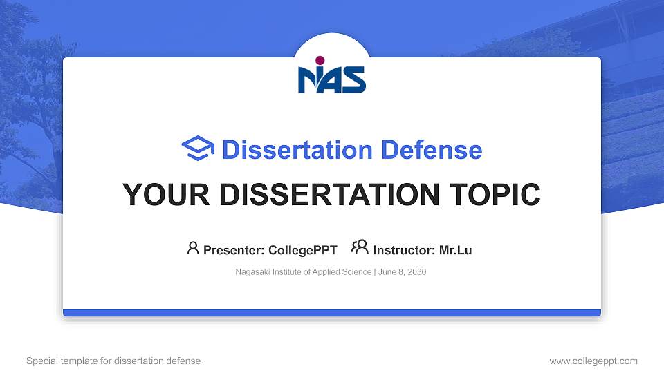 Nagasaki Institute of Applied Science Graduation Thesis Defense PPT Template16:9 ratio PPT effect preview image