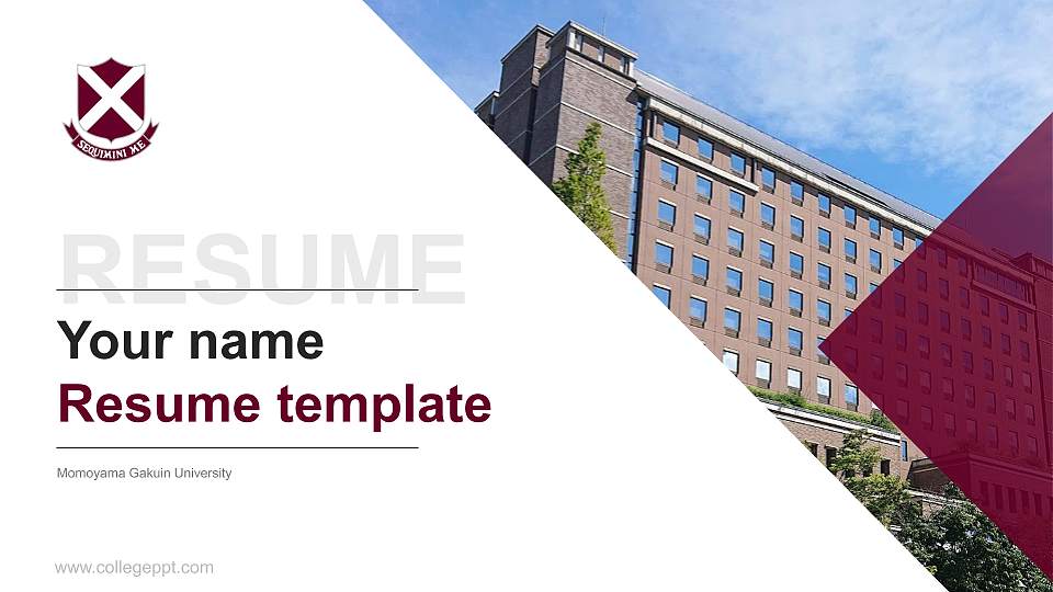 Momoyama Gakuin University Resume PPT Template16:9 ratio PPT effect preview image