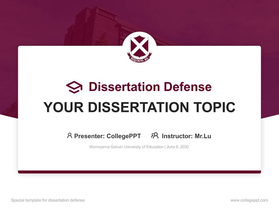 Momoyama Gakuin University of Education Graduation Thesis Defense PPT Template4:3 ratio PPT effect preview image7