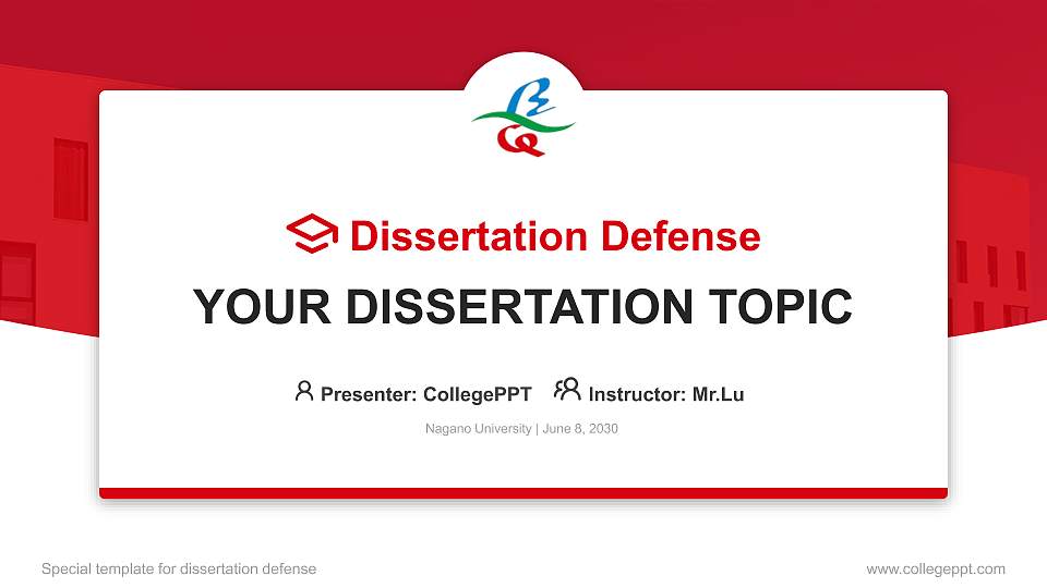 Nagano University Graduation Thesis Defense PPT Template16:9 ratio PPT effect preview image