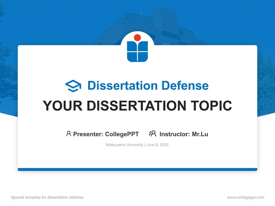 Matsuyama University Graduation Thesis Defense PPT Template4:3 ratio PPT effect preview image7