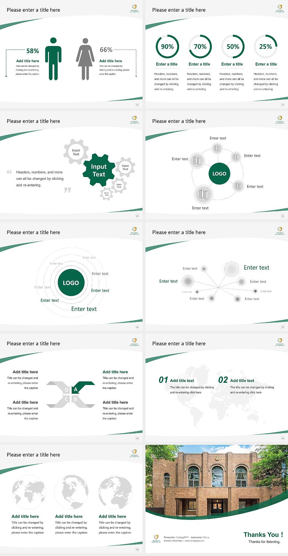 Musashi University Course/Courseware Creation PPT Template4:3 ratio PPT effect preview image4