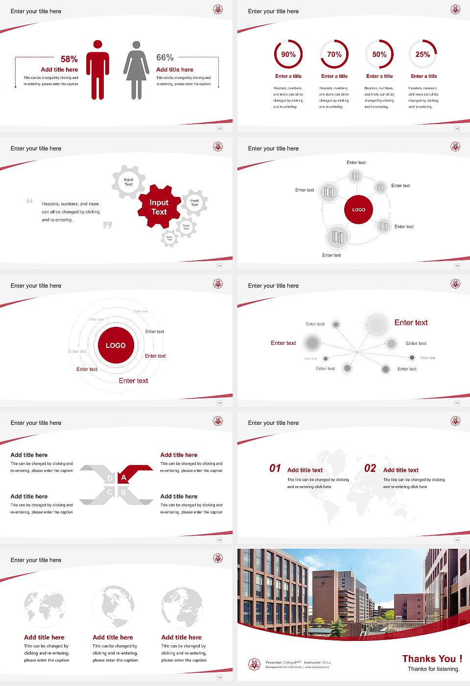 Mukogawa Women’s University Course/Courseware Creation PPT Template16:9 ratio PPT effect preview image4