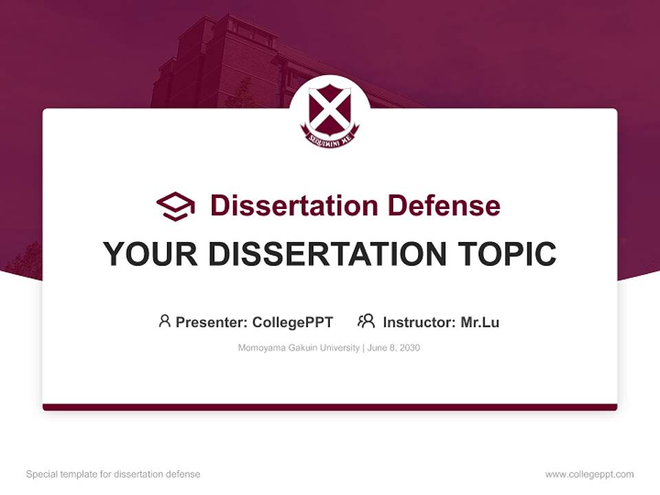 Momoyama Gakuin University Graduation Thesis Defense PPT Template4:3 ratio PPT effect preview image7