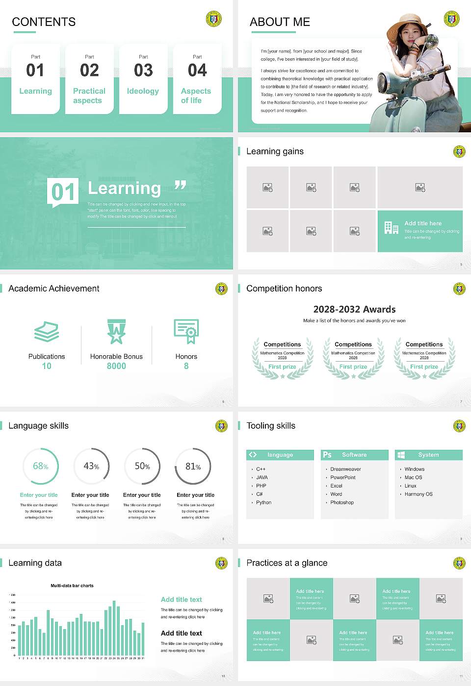 Matsumoto Dental University National Scholarship Defense PPT Template16:9 ratio PPT effect preview image2