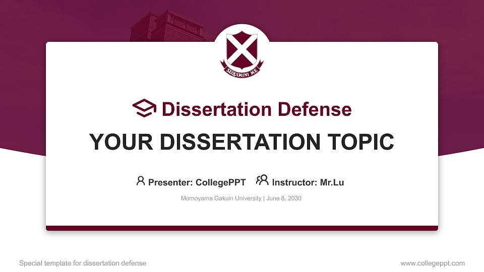 Momoyama Gakuin University Graduation Thesis Defense PPT Template16:9 ratio PPT effect preview image