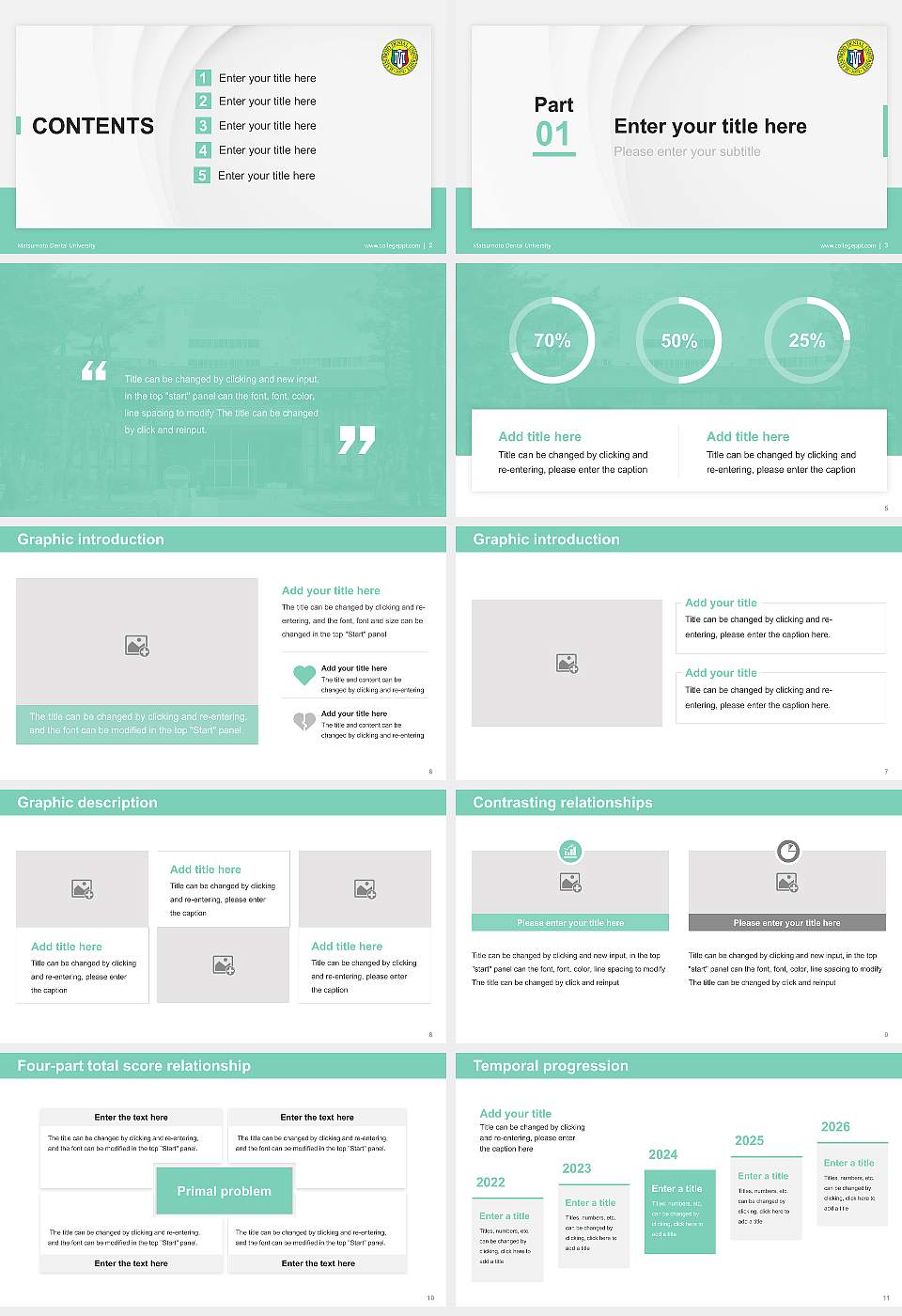Matsumoto Dental University Thesis Proposal/Graduation Defense PPT Template16:9 ratio PPT effect preview image2
