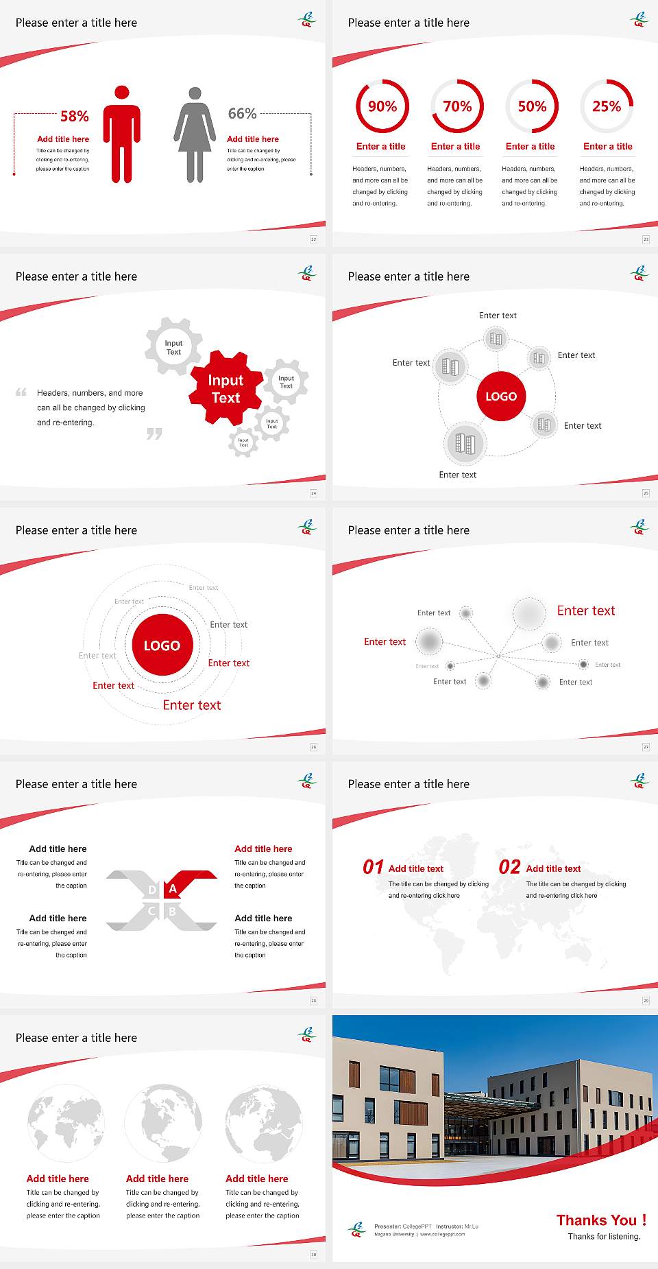 Nagano University Course/Courseware Creation PPT Template4:3 ratio PPT effect preview image4
